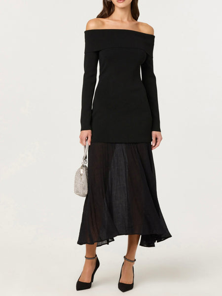 Lidia Off The Shoulder Dress in Black