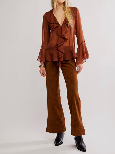 Bali Tulula Chiffon Blouse in Umber Earth Combo