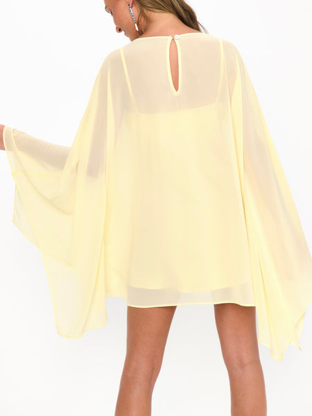 Olsen Mini Dress in Pale Yellow Chiffon