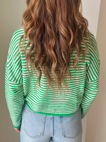 Piper Cardigan in Green Stripe