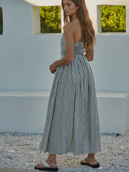 Suzy Striped Maxi Dress in Off White