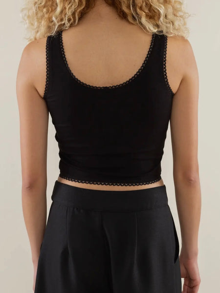 Poppy Crop Tank in Black