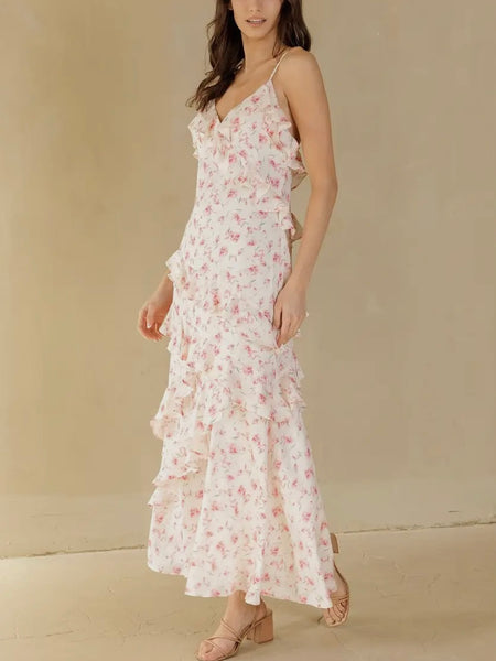 Don't Make Me Blush Maxi in Pink Floral