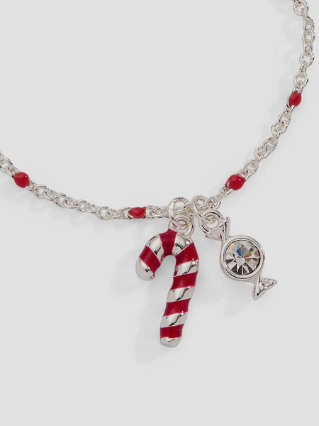 Candy Cane Beaded Chain Bracelet