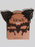 Lace Headband & Mask in Black Cat