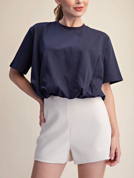 Bubbling Over Cropped Tee in Navy