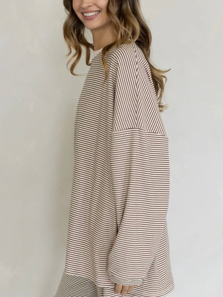 Levi Top in Almond Stripe