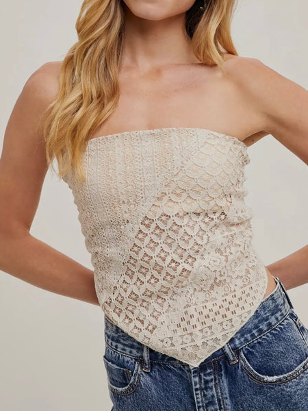Lunar Lace Bandana Top in Ecru