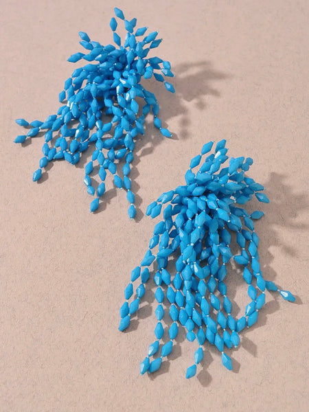 Confetti Fringe Earrings in Blue