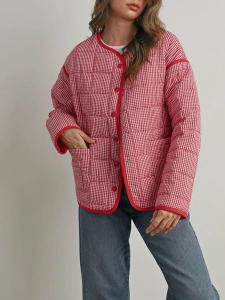 Quincy Quilted Puffer in Red