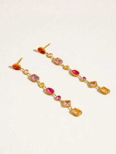 Isalaine Multi Color CZ Drop Earrings