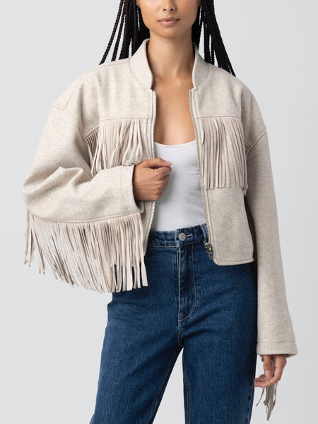 Own It Fringe Jacket in Sand
