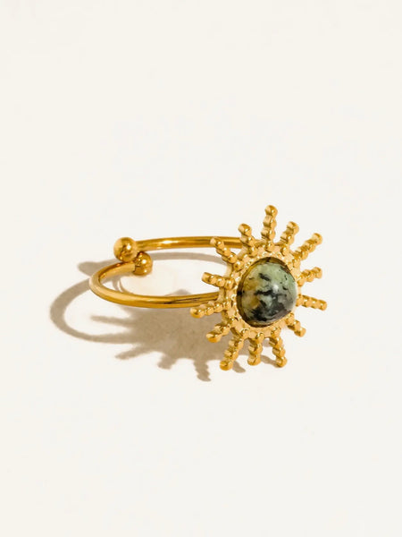 Ainsley Sunburst Ring in Green