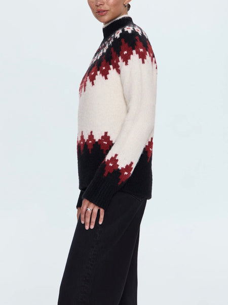Astrid Sweater in White Oxblood Fair Isle