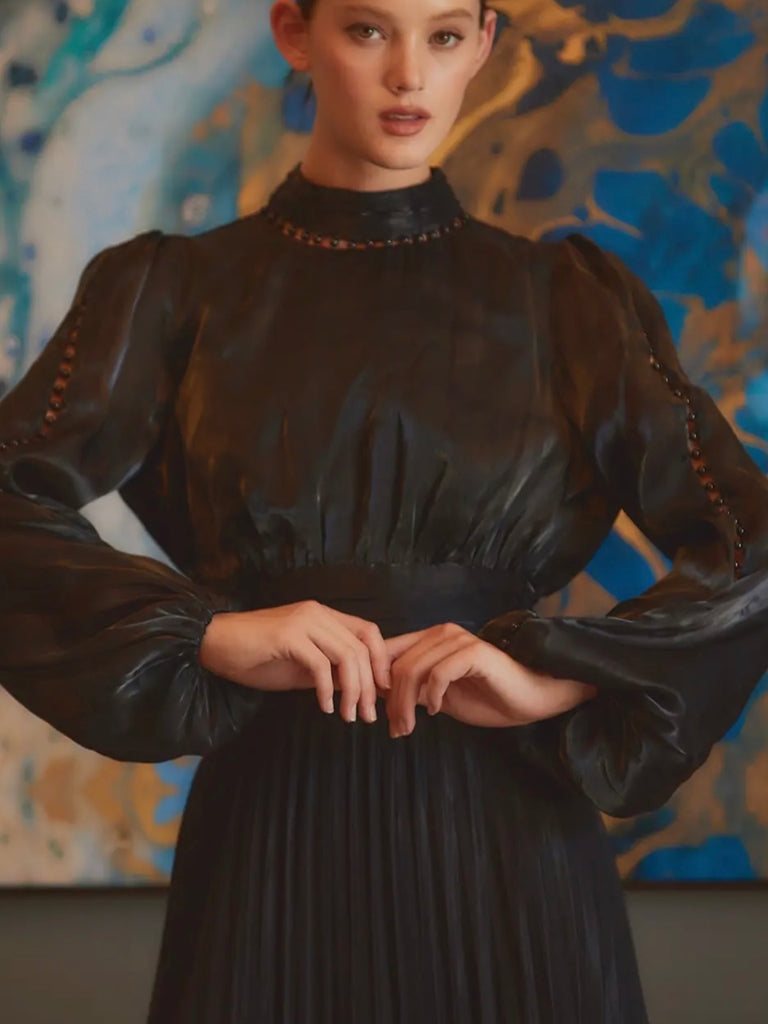 Perfect Pearl Trim Blouse in Black