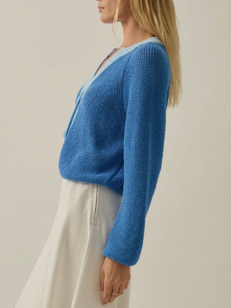 Truly Trimmed Cardigan in Blue