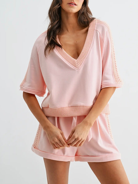 Tried & Trimmed Short Set in Pink