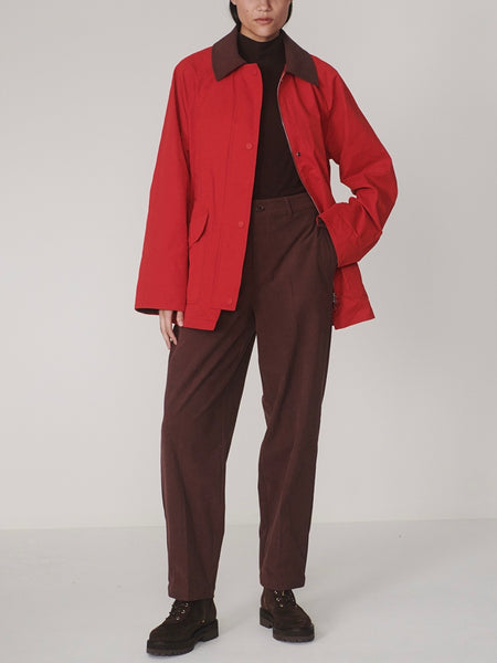 Rylan Mid Length Jacket in Washed Red