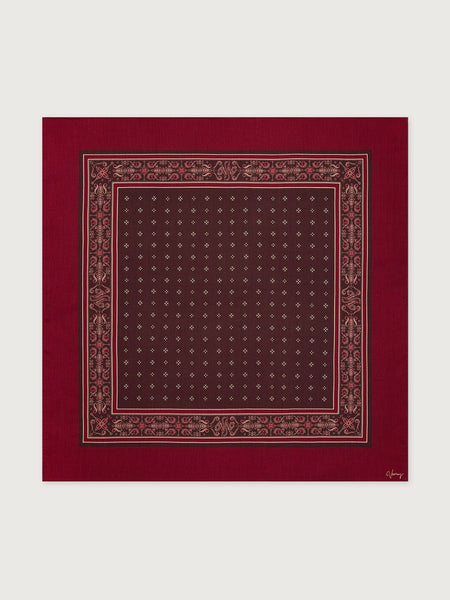 Wool Blend Border Scarf in Rumba Rose