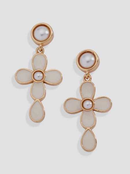 Coquette Christian Cross Drop Earrings
