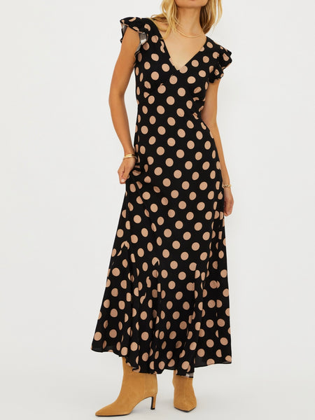 Elodie Dress in Midnight Polka Dot