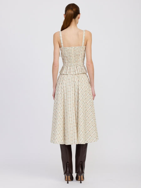 Rosalia Midi Skirt in Ivory & Olive