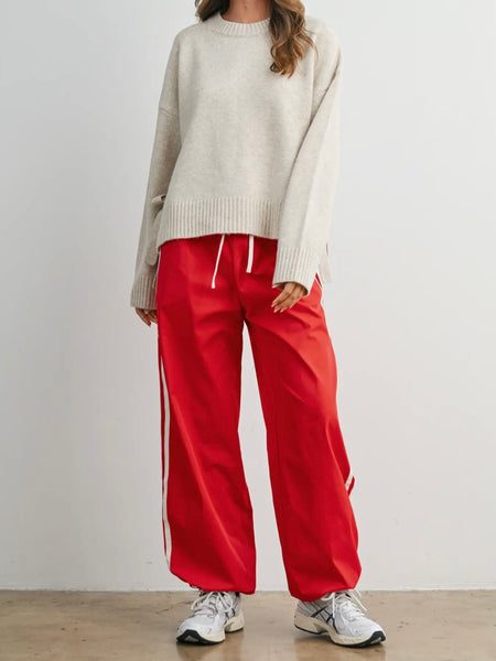 Down To Earth Stripe Pant in Red
