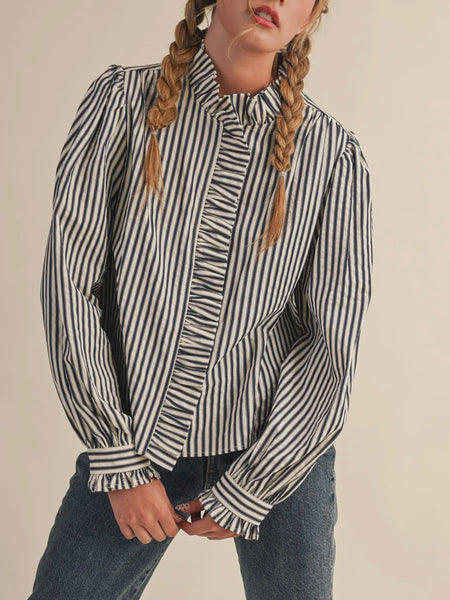 Stripes Are A Neutral Button Up in Black