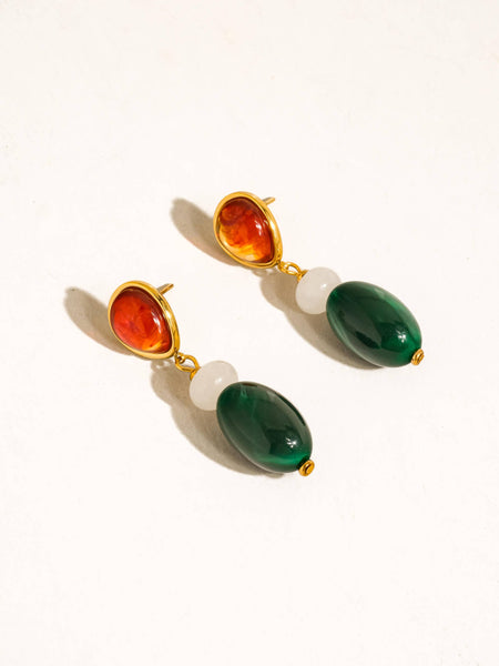 Burée Beaded Earrings in Green