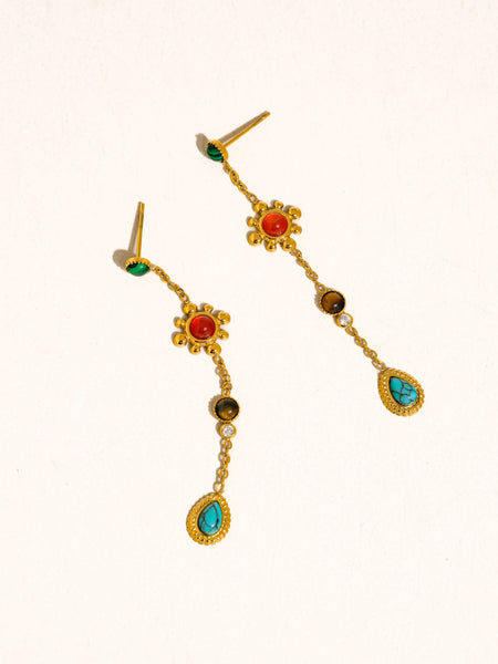 Bellevie Gemstone Drop Earrings in Multi