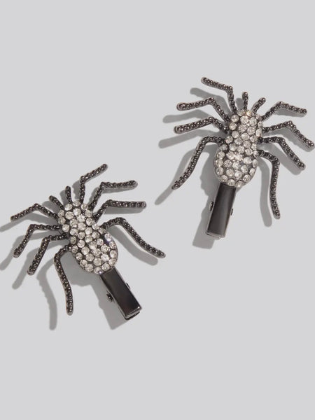 Metal Rhinestone Hair Clips 2pc in Spider