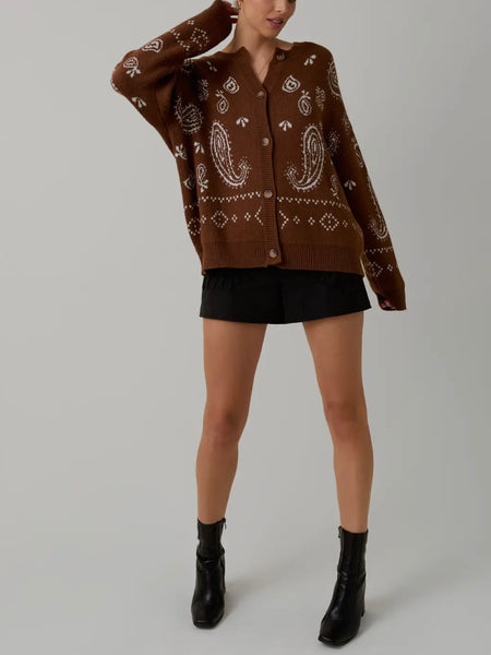 Pass The Paisley Cardi in Brown