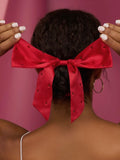 Holiday Satin & Rhinestone Bow Scrunchie