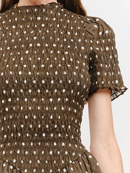 On The Spot Mini Dress in Brown