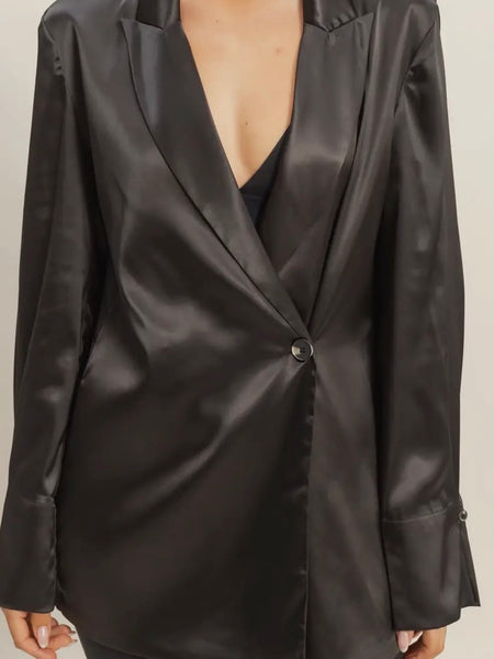 Soft Like Satin Blazer in Black