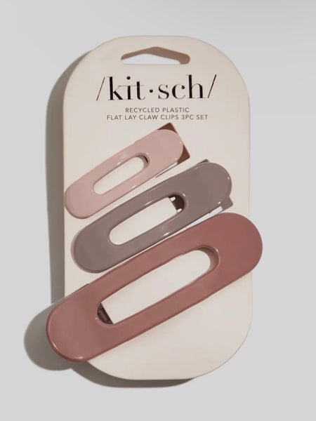 Flat Lay Claw Clip 3pc Set in Ultra Glossy Terracotta