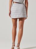Mavey Tweed Skirt in Ice Blue