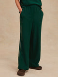 Brushed Rib Wide Leg Pant 28 in Pine Grove & Cement