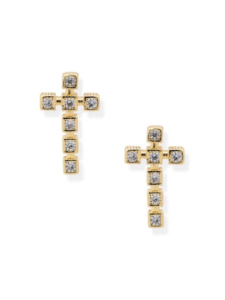 Faith Cross Earrings in Crystal