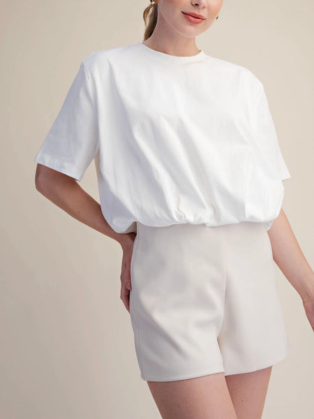 Bubbling Over Cropped Tee in White