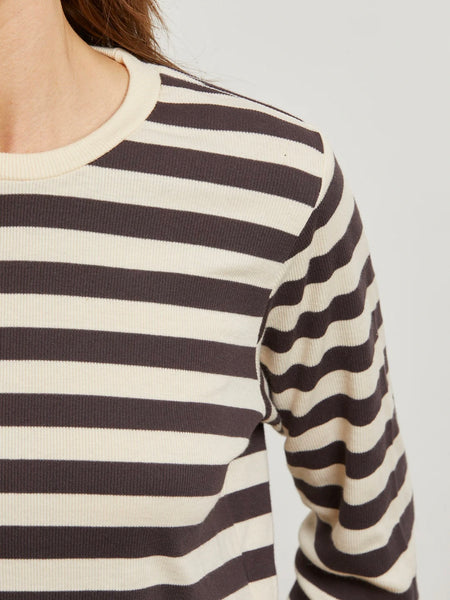 Stef Stripe Luxe Rib Long Sleeve in Mocha