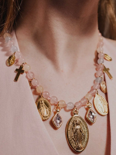 Pink Agate Charm Necklace