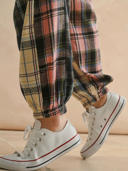 Plaid To The Bone Joggers in Green Multi