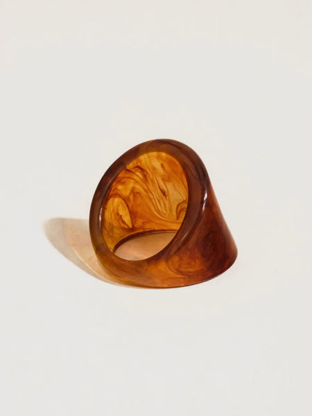 Doris Retro Vintage Chunky Ring in Brown