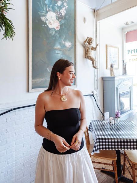Clean & Classy Strapless Dress in Black & White