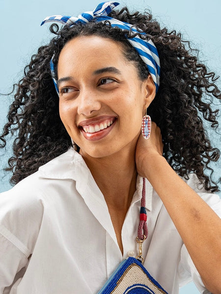 Danielle Ceramic Earring in Plaid Fish