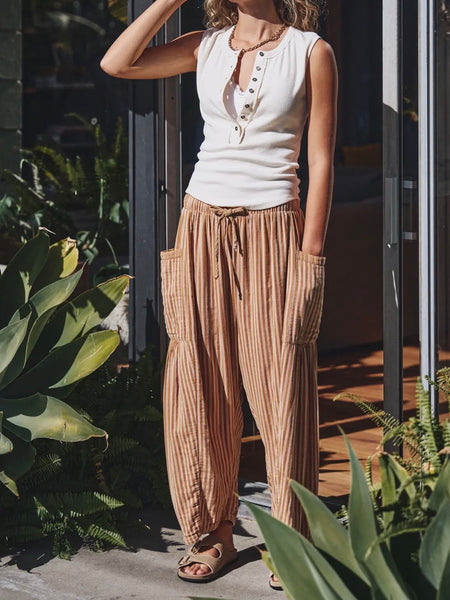 You're My Kind Of Stripe Pants in Taupe
