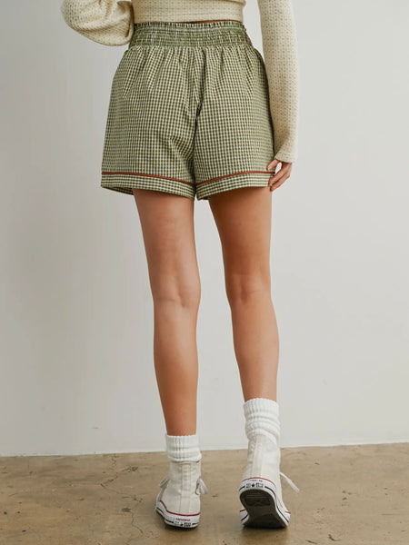 Plaid & Posh Shorts in Olive