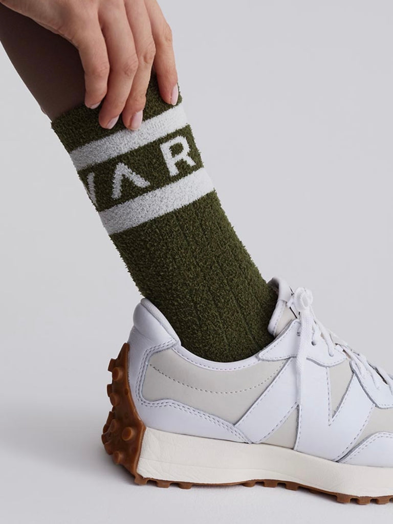Spencer Sock in Dark Olive/Egret