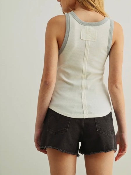 Conflict Of Interest Tank in Cream & Grey